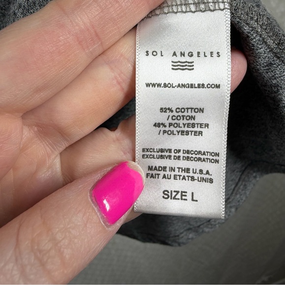 Anthropologie Sol Angeles Heather Grey Apres Moi Graphic Print Top - Picture 5 of 6